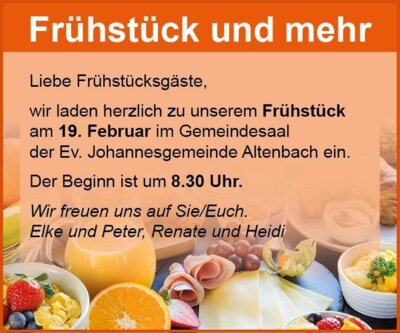 Veranstaltung: Frühstück und mehr Mi 19.02.2025