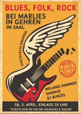 Veranstaltung: Blues, Folk, Rock Sa 05. 04. 2025