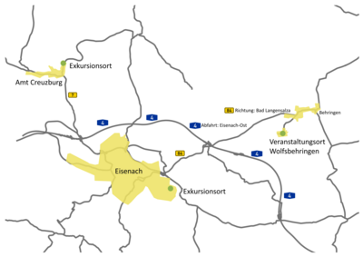 Anreise- und Exkursionsorte (Bild vergrößern)