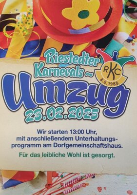 Veranstaltung: Karnevalsumzug RKC Riestedt 2025 So 23. 02. 2025