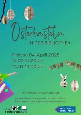 Veranstaltung: Osterbasteln in zwei Runden Fr 04. 04. 2025