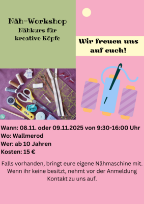 Veranstaltung: Nähworkshop 08.  -  09. Nov 2025