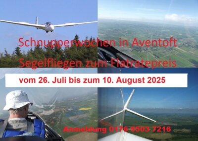 Veranstaltung: Schnupperwochen auf dem Segelflugplatz in Aventoft 26. Jul  -  10. Aug 2025