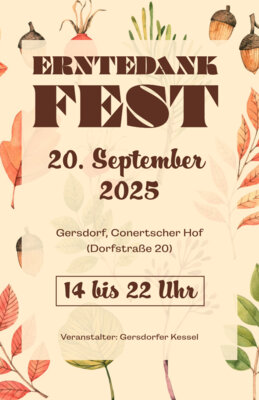 Veranstaltung: Erntedankfest Sa 20.​09.​2025