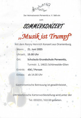Veranstaltung: SOMMERKONZERT Sa 21. 06. 2025