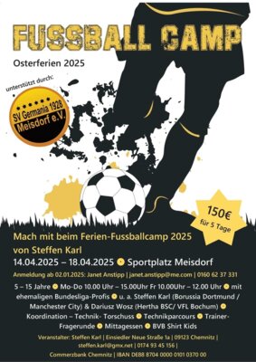 Plakat zum Fußball Camp 2025 - ©SV Germania Meisdorf e.V.