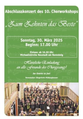 Plakat für das Abschlusskonzert des 10. Chorworkshops