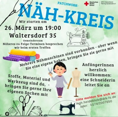 Veranstaltung: Patchwork-Näh-Kreis in Waltersdorf Mi 26. 03. 2025