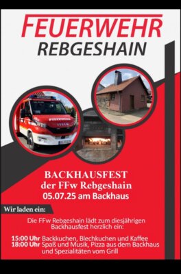 Plakat für Backhausfest am 05.07.2025