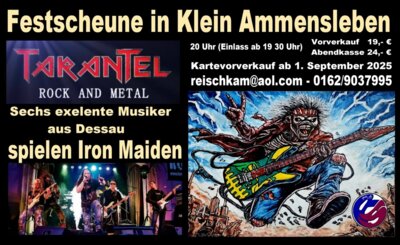 Veranstaltung: Iron Maiden Tribut Band - „Tarantel“ Mo 01. 09. 2025