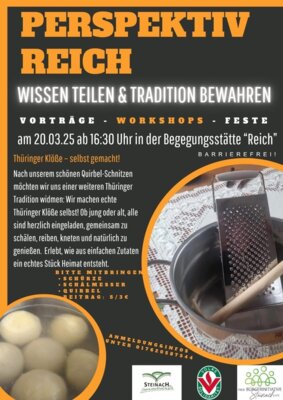 Veranstaltung: Perspektiv Reich - Wissen teilen & Tradition bewahren - Thüringer Klöße selbst gemacht! Do 20. 03. 2025