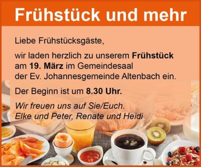 Veranstaltung: Frühstück und mehr Mi 19.03.2025