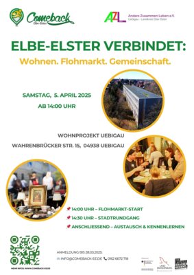 Veranstaltung: Elbe-Elster verbindet: Wohnen. Flohmarkt. Gemeinschaft Sa 05. 04. 2025