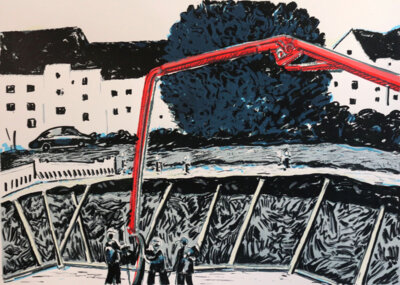 Baustelle, 59,4x42 cm, Siebdruck (Rot) 2019 (Bild vergrößern)