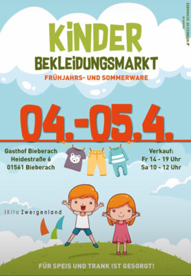 Veranstaltung: Kinderbekleidungsmarkt - Frühjahrs- & Sommerware 04.  -  05. Apr 2025