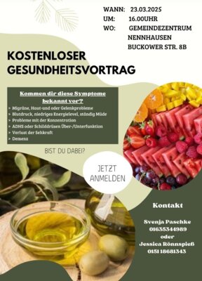 Flyer Gesundheitsvortrag 23.03.25 (Bild vergrößern)