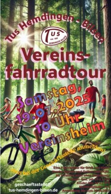 Veranstaltung: TuS Hemdingen-Bilsen Vereinsfahrradtour Sa 19. 07. 2025