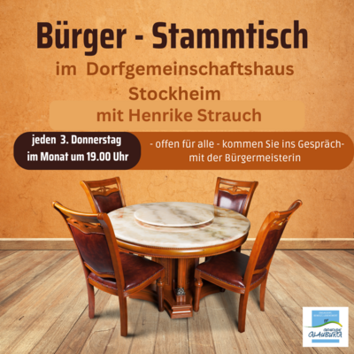 Veranstaltung: Bürger-Stammtisch mit Bürgermeisterin Henrike Strauch Do 17. 04. 2025