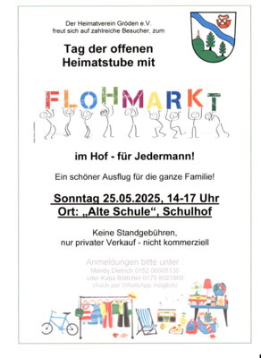 Veranstaltung: Sonntagsöffnung der Heimatstube mit Flohmarkt auf dem Hof der 