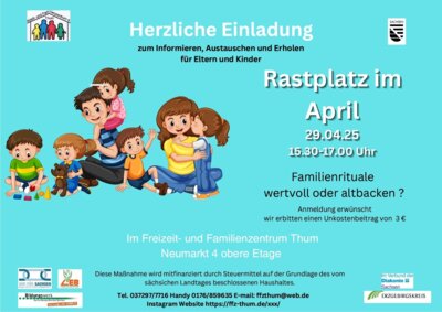 Veranstaltung: Rastplatz im Freizeit- und Familienzentrum Thum Di 29. 04. 2025