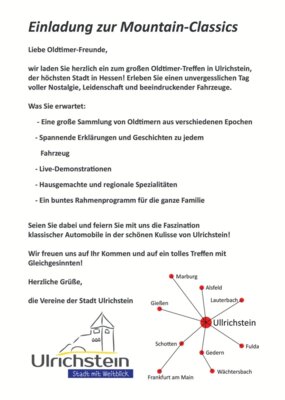 Einladung zum Oldtimer-Treffen am 01.06.2025 mit weiteren Informationen