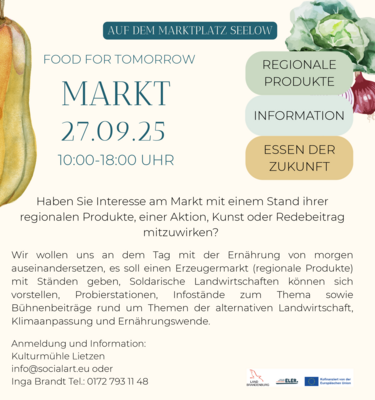 Veranstaltung: Food for Tomorrow Markt mit nachhaltigem Essen Sa 27. 09. 2025