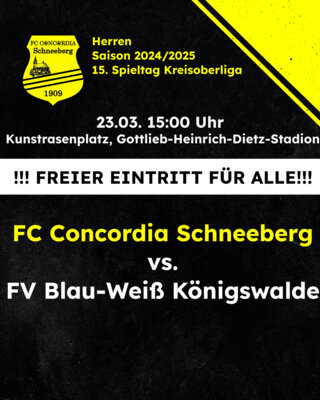 Veranstaltung: FC Concordia Schneeberg vs. FV Blau-Wei&szlig; K&ouml;nigswalde