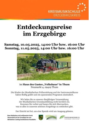 Veranstaltung: Entdeckungsreise im Erzgebirge 10.  -  11. Mai 2025