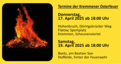 Termine der Osterfeuer mit dem Symbolbild eines Osterfeuers
