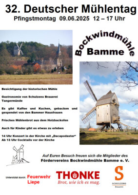 Flyer zum Mühlentag (Bild vergrößern)
