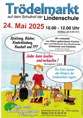 PLAKAT - TRÖDELMARKT auf dem Schulhof der Lindenschule (Bild vergrößern)