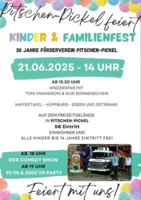 Veranstaltung: Kinder- und Familienfest - 30 Jahre Förderverein Pitsch-Pickel Sa 21. 06. 2025