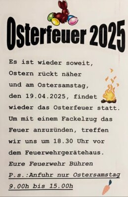 Einladung Osterfeuer 2025