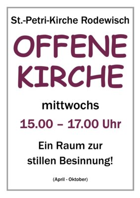 Veranstaltung: Offene Kirche Mi 30. 04. 2025