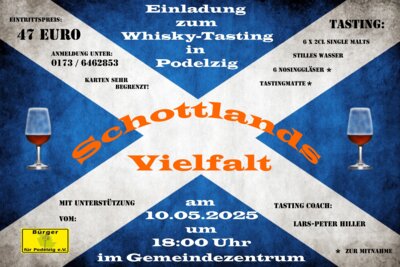 Veranstaltung: „Ein Abend für Genießer“ Whisky-Tasting Sa 10. 05. 2025