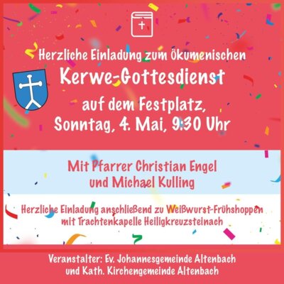 Veranstaltung: Ökumenischer Kerwe-Gottesdienst (Engel) So 04. 05. 2025