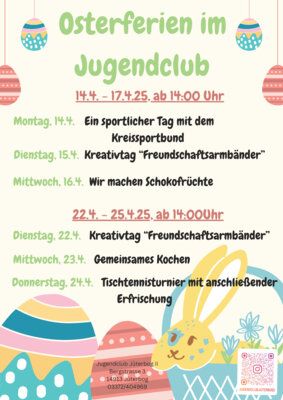 PLAKAT - Osterferien im Jugendclub (Bild vergrößern)