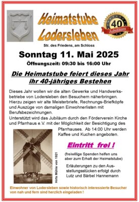 Plakat Heimatstube geöffnet