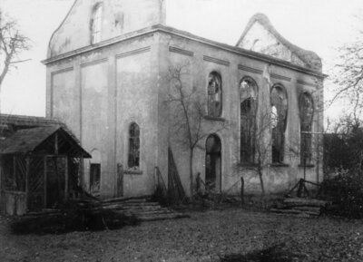 Die im November 1938 zerstörte Synagoge von Burghaun.