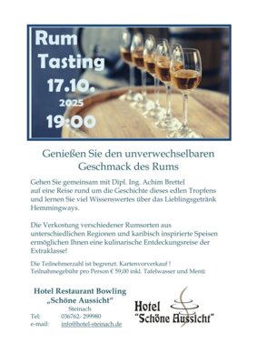Veranstaltung: Rum Tasting Fr 17. 10. 2025