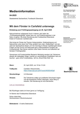Veranstaltung: Staatsbetrieb Sachsenforst So 20. 04. 2025