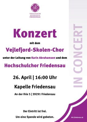 Konzert mit dem dänischen Vejlefjord-Skolen-Chor am 26. April 2025