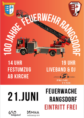 Veranstaltung: 100 Jahre Feuerwehr Rangsdorf Sa 21. 06. 2025