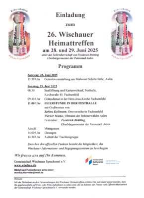 Einladung / Programm  26. Wischauer Heimattreffen