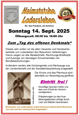 Plakat Tag des offenen Denkmals Lodersleben