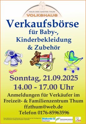 Veranstaltung: Verkaufsbörse für Baby-, Kinderbekleidung und Zubehör So 21. 09. 2025