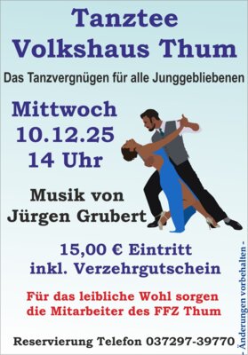 Veranstaltung: Tanztee mit Jürgen Grubert Mi 10. 12. 2025