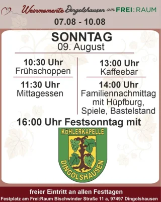Sonntag 09. August 2026