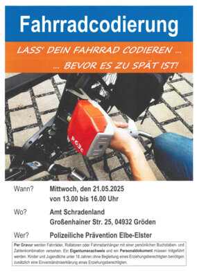 Veranstaltung: Fahrradcodierung Mi 21. 05. 2025