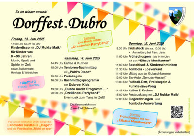 Veranstaltung: Dorffest in Dubro 13.  -  15. Jun 2025